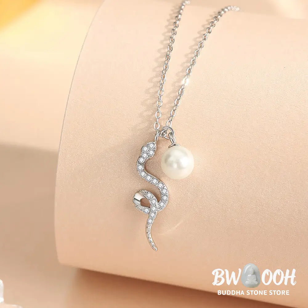 Buddha Stones 925 Sterling Silver Pearl Year Of The Snake Blessing Sincerity Necklace Pendant - BWOOOH - Necklaces &amp;