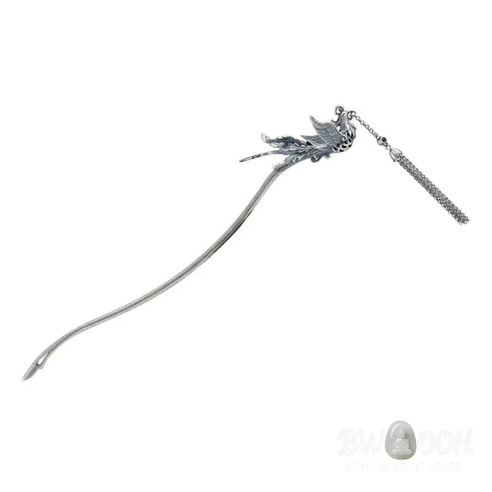 Buddha Stones 925 Sterling Silver Phoenix Tassels Protection Hairpin - Phoenix Hairpin - Hairpin