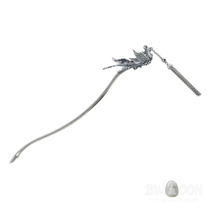 Buddha Stones 925 Sterling Silver Phoenix Tassels Protection Hairpin - Phoenix Hairpin - Hairpin