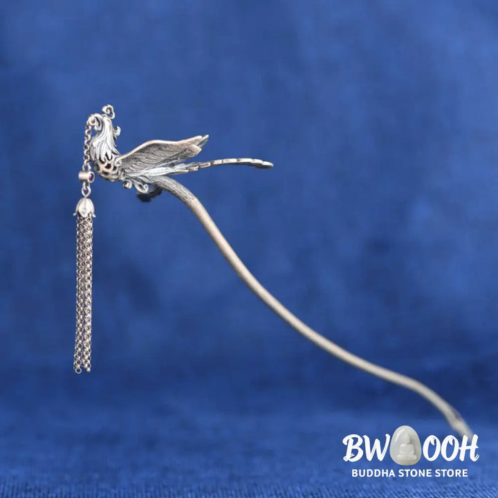 Buddha Stones 925 Sterling Silver Phoenix Tassels Protection Hairpin - Phoenix Hairpin - Hairpin