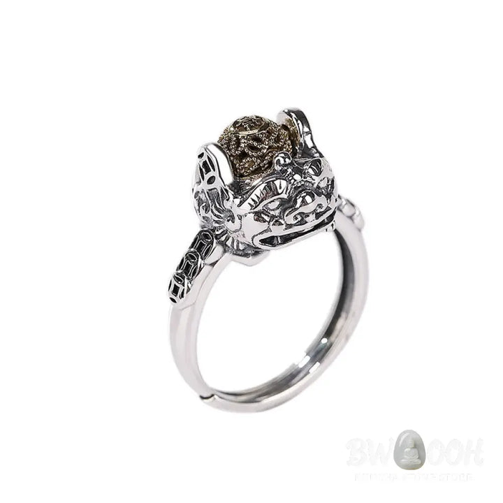 Buddha Stones 925 Sterling Silver PiXiu Copper Coin Wealth Adjustable Ring - 54-60mm(Adjustable)/US7-9(Adjustable)