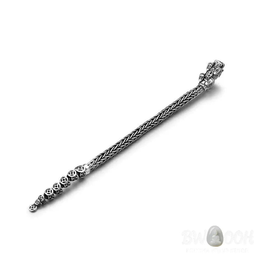 Buddha Stones 925 Sterling Silver PiXiu Copper Coins Ingot Wealth Bracelet Bangle - BWOOOH - Bracelet Bangle