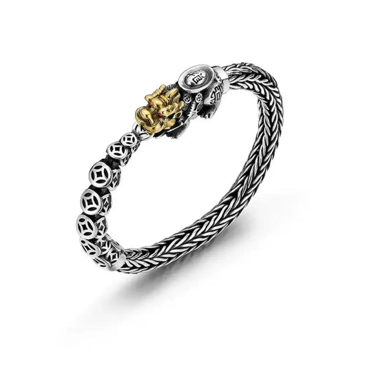 BWOOOH 925 Sterling Silver PiXiu Copper Coins Ingot Wealth Bracelet Bangle - BWOOOH - 18cm fit for Wrist
