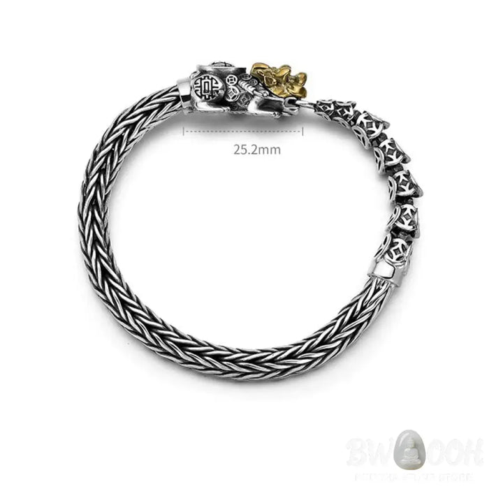 Buddha Stones 925 Sterling Silver PiXiu Copper Coins Ingot Wealth Bracelet Bangle - BWOOOH - Bracelet Bangle
