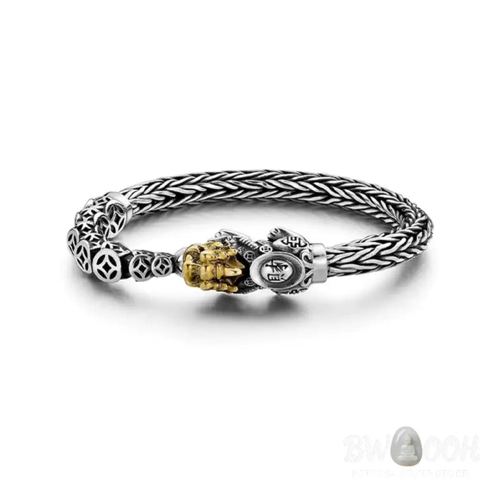 Buddha Stones 925 Sterling Silver PiXiu Copper Coins Ingot Wealth Bracelet Bangle - BWOOOH - Bracelet Bangle