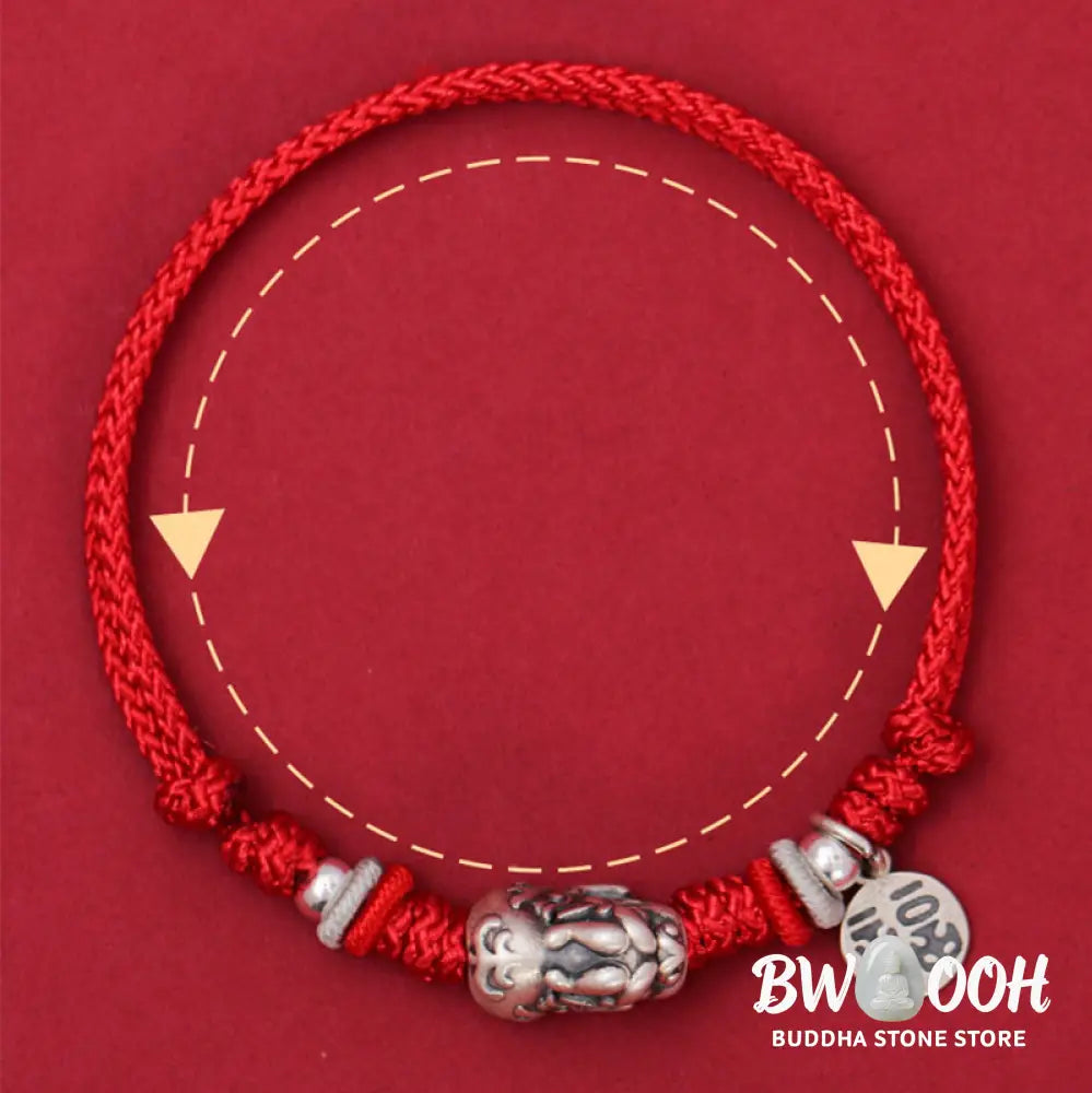 Buddha Stones 925 Sterling Silver PiXiu Fu Character Wealth Luck Handmade Braided Bracelet - BWOOOH - Bracelet