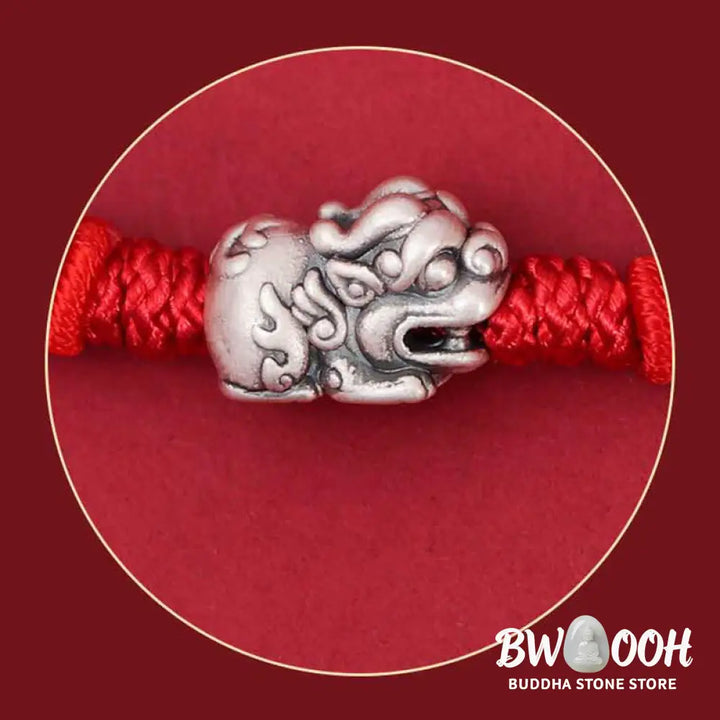 Buddha Stones 925 Sterling Silver PiXiu Fu Character Wealth Luck Handmade Braided Bracelet - BWOOOH - Bracelet