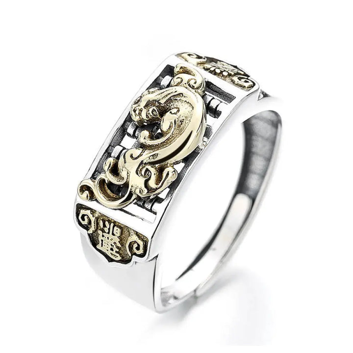BWOOOH 925 Sterling Silver PiXiu Luck Wealth Adjustable Ring — Sterling Silver feng shui bracelet for spiritual healing an...