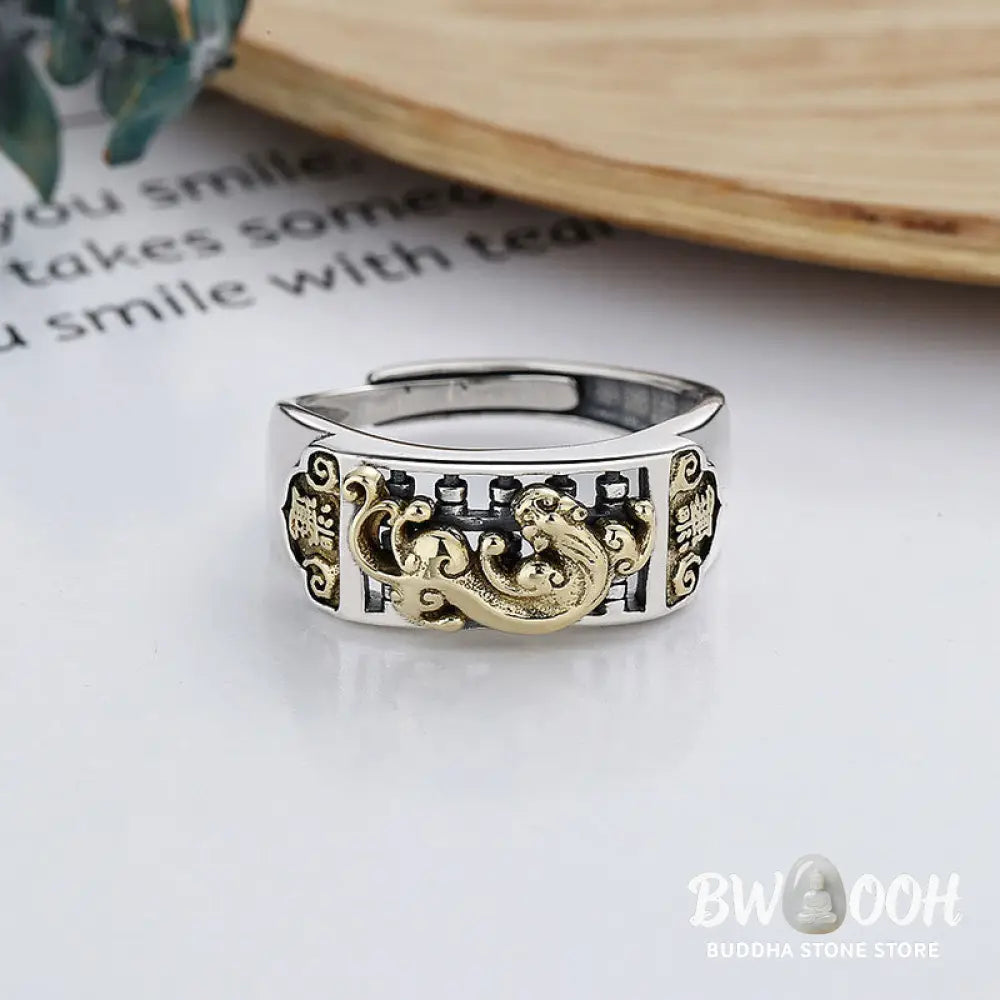 Buddha Stones 925 Sterling Silver PiXiu Luck Wealth Adjustable Ring - BWOOOH - PiXiu(Wealth♥Luck) - Ring
