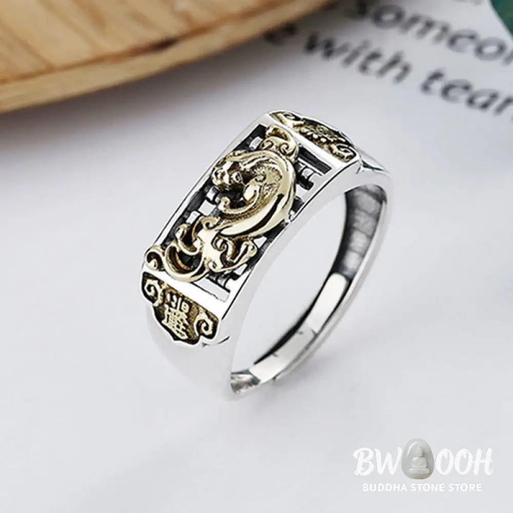 Buddha Stones 925 Sterling Silver PiXiu Luck Wealth Adjustable Ring - BWOOOH - PiXiu(Wealth♥Luck) - Ring