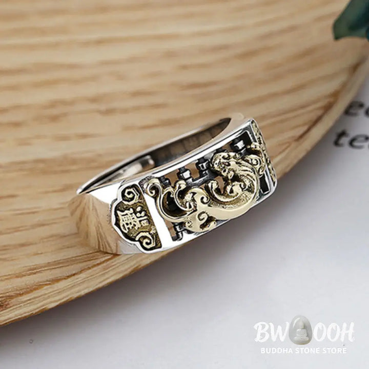 Buddha Stones 925 Sterling Silver PiXiu Luck Wealth Adjustable Ring - BWOOOH - PiXiu(Wealth♥Luck) - Ring
