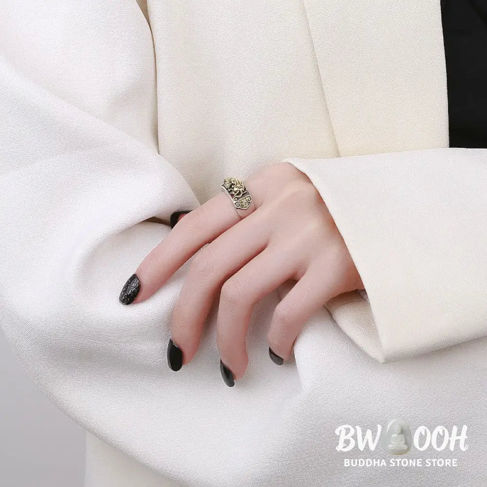 Buddha Stones 925 Sterling Silver PiXiu Luck Wealth Adjustable Ring - BWOOOH - PiXiu(Wealth♥Luck) - Ring