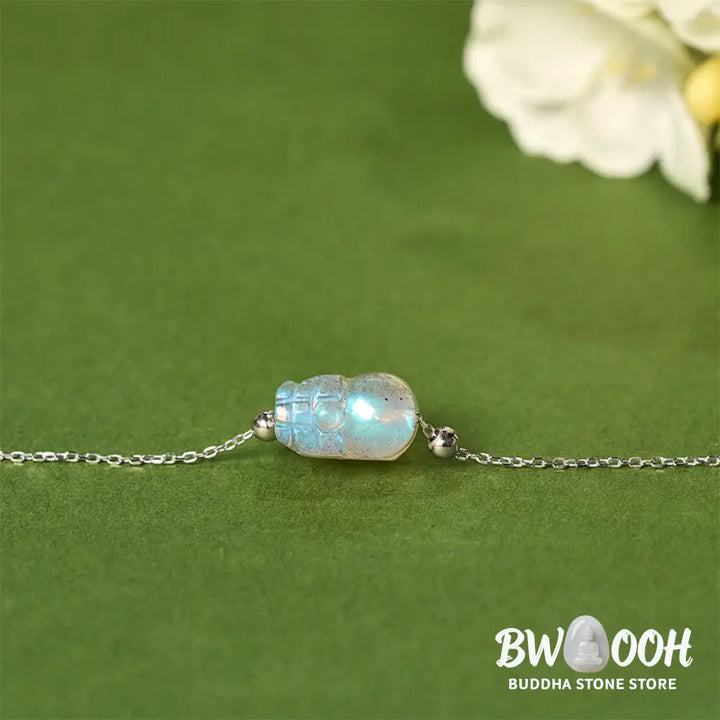 Buddha Stones 925 Sterling Silver Pixiu Moonstone Healing Bracelet - Moonstone(Wrist Circumference: 15.5-16cm)