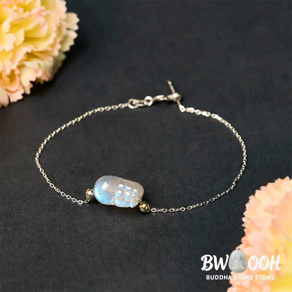 Buddha Stones 925 Sterling Silver Pixiu Moonstone Healing Bracelet - Moonstone(Wrist Circumference: 15.5-16cm)