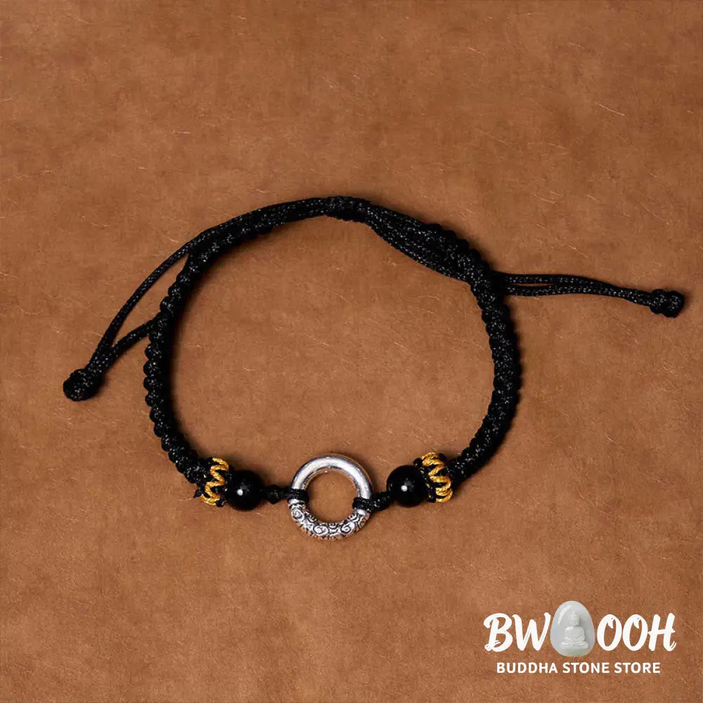 Buddha Stones 925 Sterling Silver Plated Copper Peace Buckle Protection Braided String Bracelet - BWOOOH - Bracelet