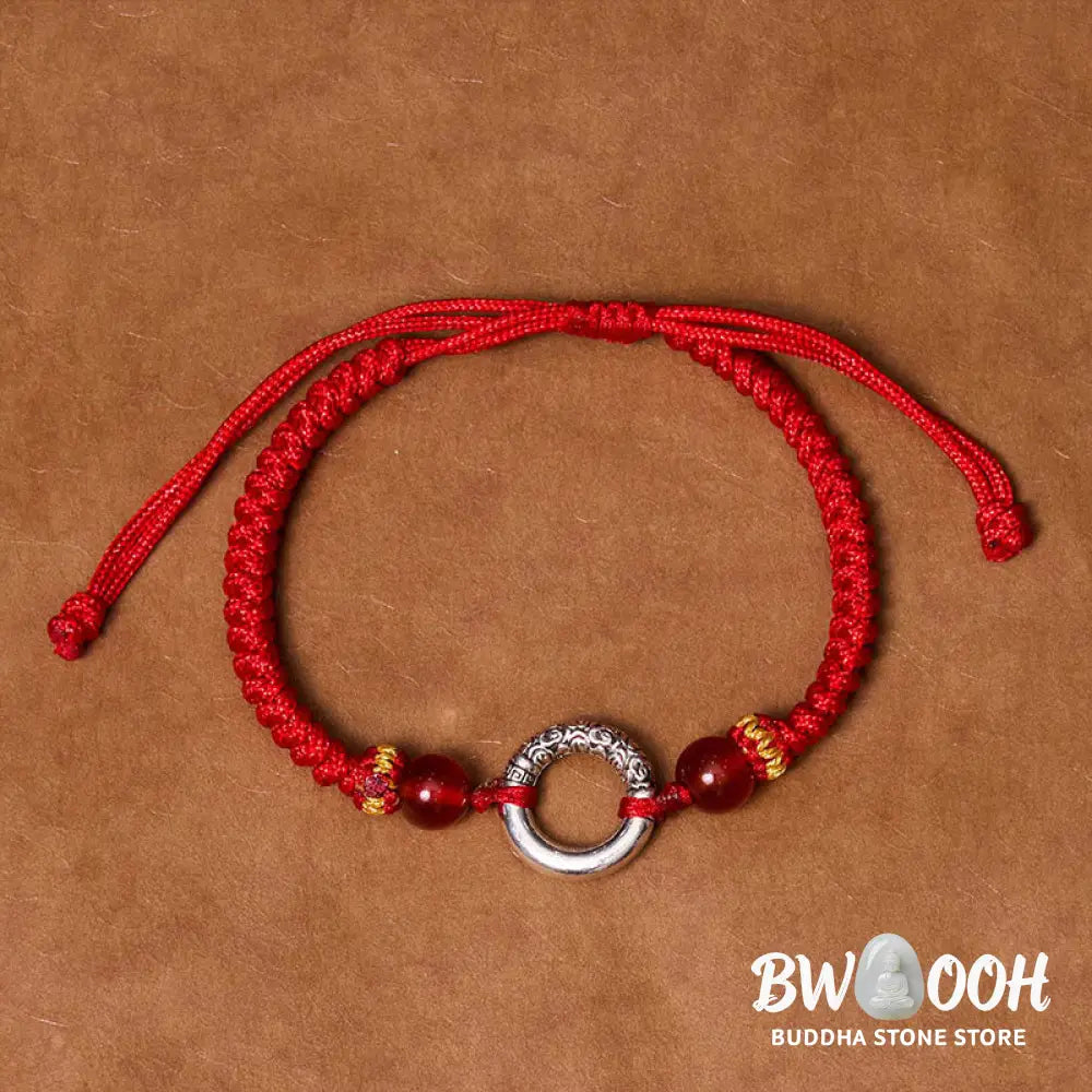 Buddha Stones 925 Sterling Silver Plated Copper Peace Buckle Protection Braided String Bracelet - BWOOOH - Bracelet