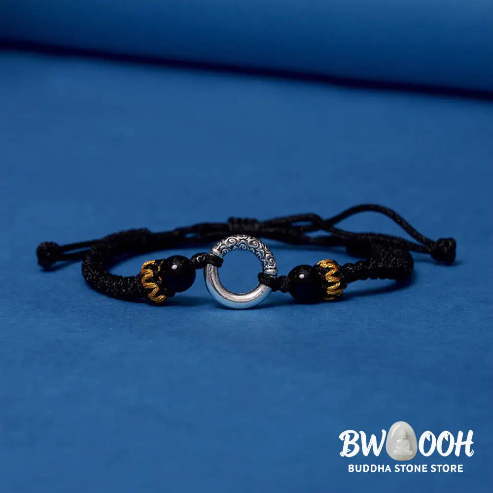 Buddha Stones 925 Sterling Silver Plated Copper Peace Buckle Protection Braided String Bracelet - BWOOOH - Bracelet