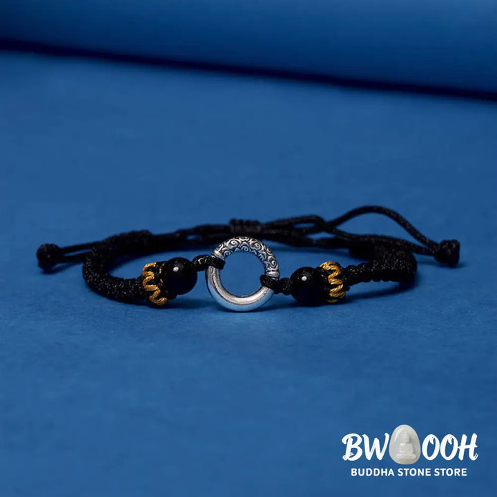 Buddha Stones 925 Sterling Silver Plated Copper Peace Buckle Protection Braided String Bracelet - BWOOOH - Bracelet