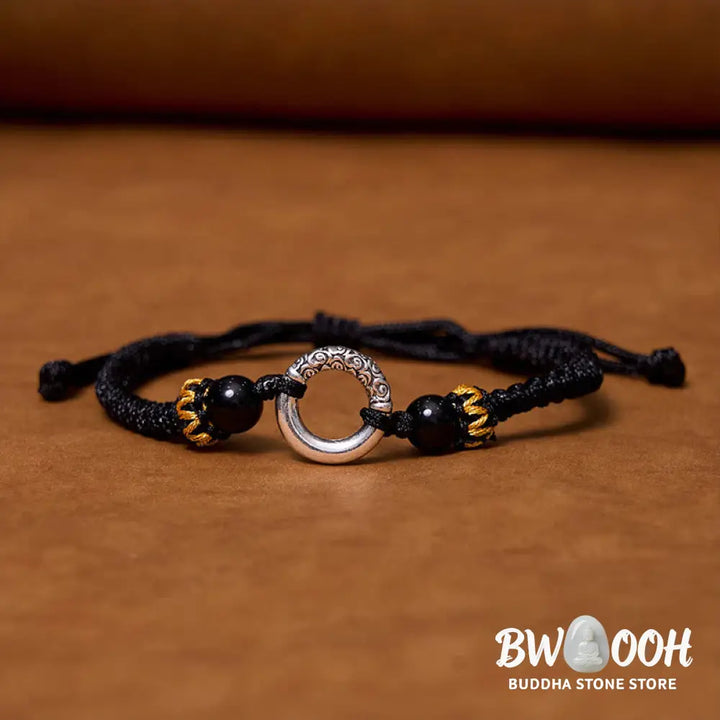 Buddha Stones 925 Sterling Silver Plated Copper Peace Buckle Protection Braided String Bracelet - BWOOOH - Bracelet