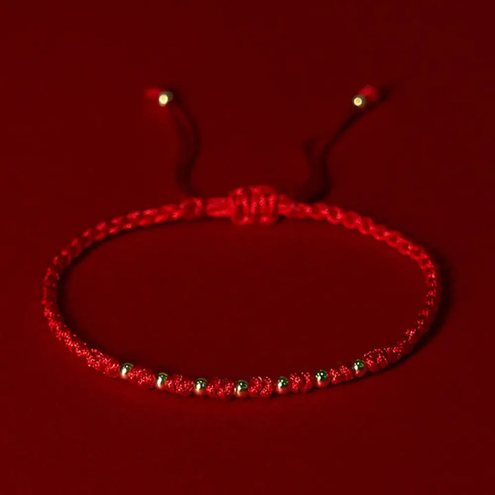 BWOOOH 925 Sterling Silver Plated Gold Beads Red String B