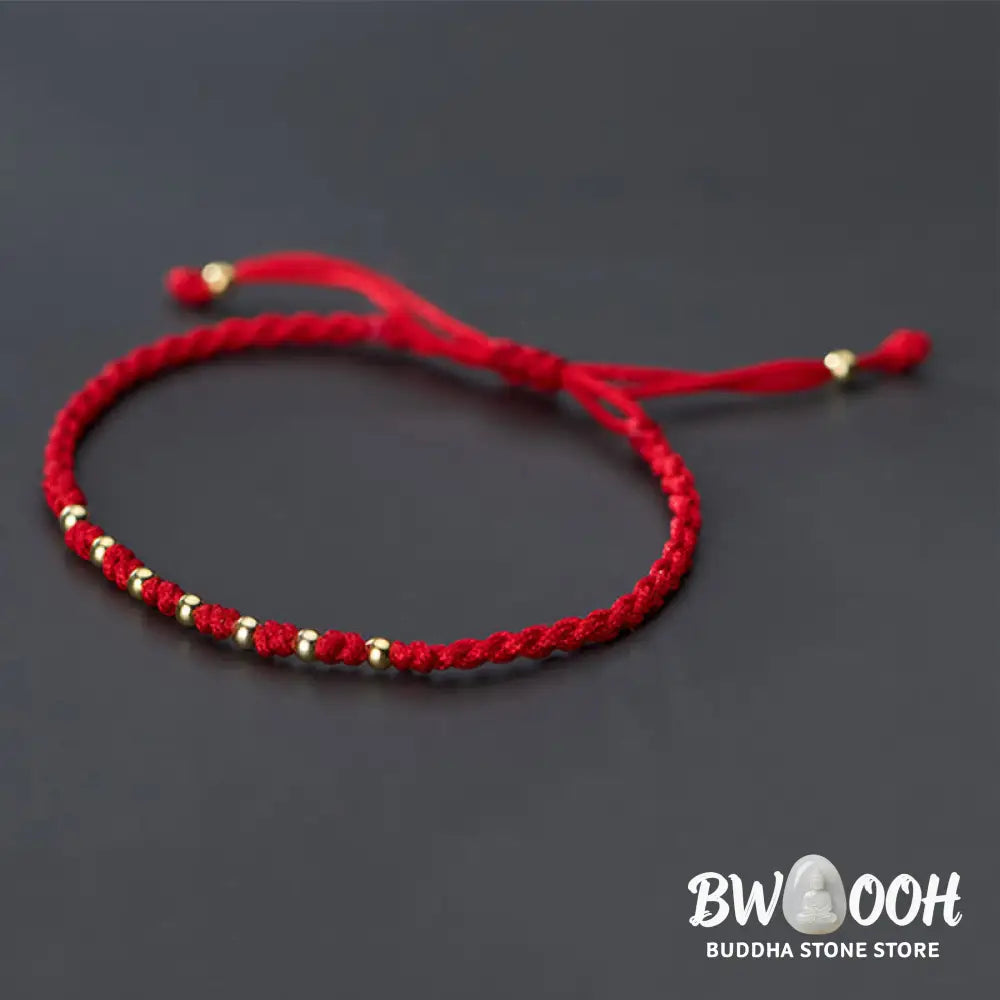 Buddha Stones 925 Sterling Silver Plated Gold Beads Red String Braided Protection Bracelet - 925 Sterling Silver(Wrist