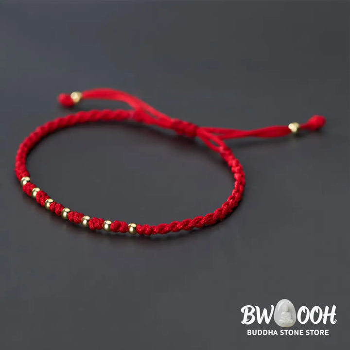 Buddha Stones 925 Sterling Silver Plated Gold Beads Red String Braided Protection Bracelet - 925 Sterling Silver(Wrist