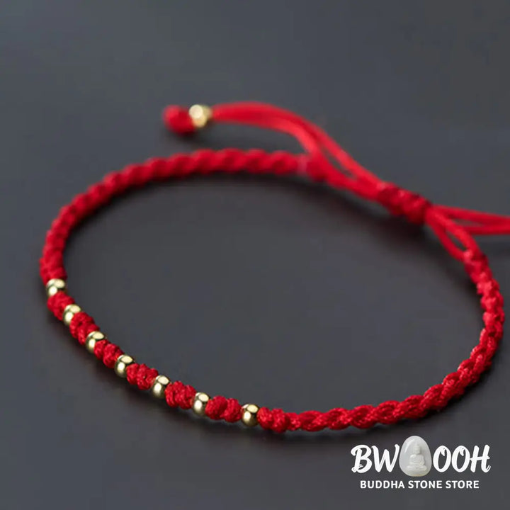 Buddha Stones 925 Sterling Silver Plated Gold Beads Red String Braided Protection Bracelet - 925 Sterling Silver(Wrist
