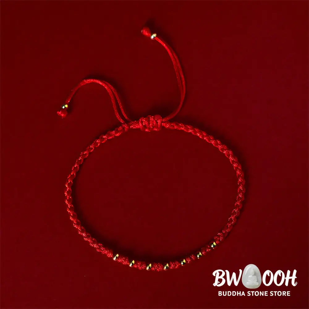 Buddha Stones 925 Sterling Silver Plated Gold Beads Red String Braided Protection Bracelet - 925 Sterling Silver(Wrist