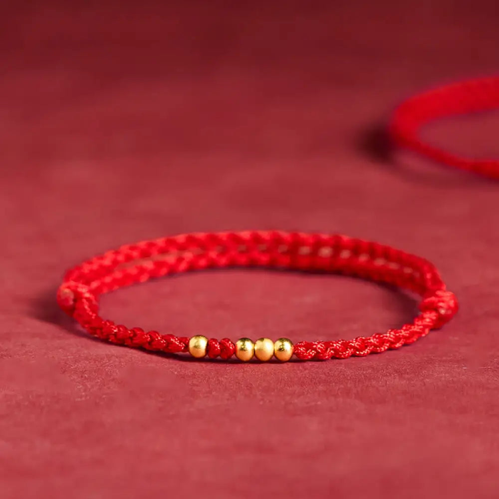 BWOOOH 925 Sterling Silver Plated Gold Beads Red String C