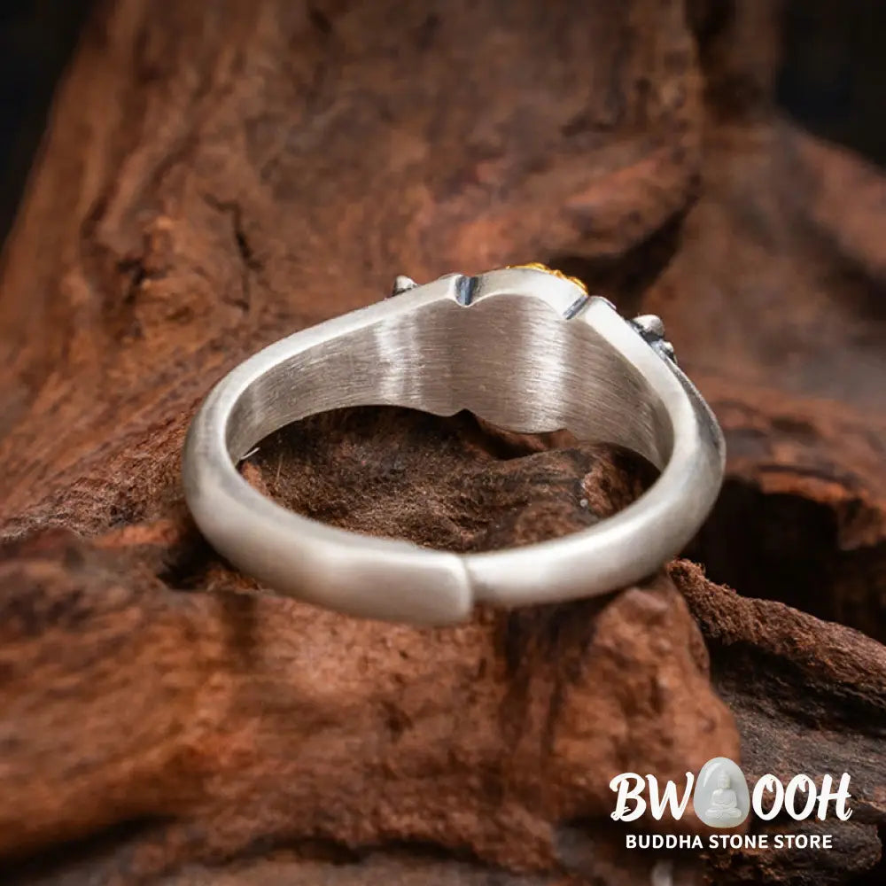 Buddha Stones 925 Sterling Silver Plated Gold Bodhisattva Tara Protection Adjustable Ring - Bodhisattva