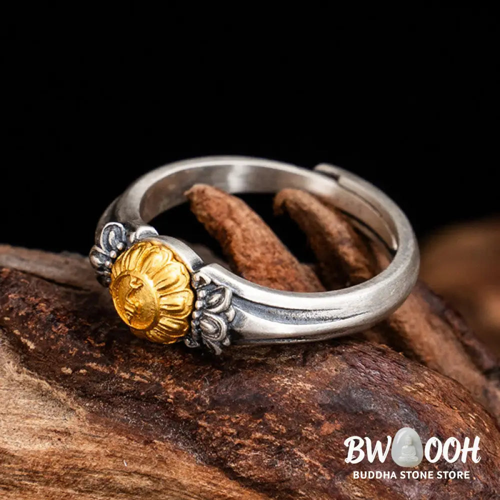 Buddha Stones 925 Sterling Silver Plated Gold Bodhisattva Tara Protection Adjustable Ring - Bodhisattva