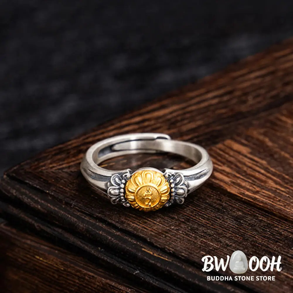 Buddha Stones 925 Sterling Silver Plated Gold Bodhisattva Tara Protection Adjustable Ring - Bodhisattva