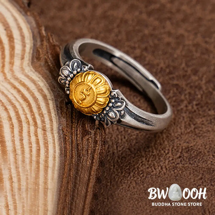Buddha Stones 925 Sterling Silver Plated Gold Bodhisattva Tara Protection Adjustable Ring - Bodhisattva