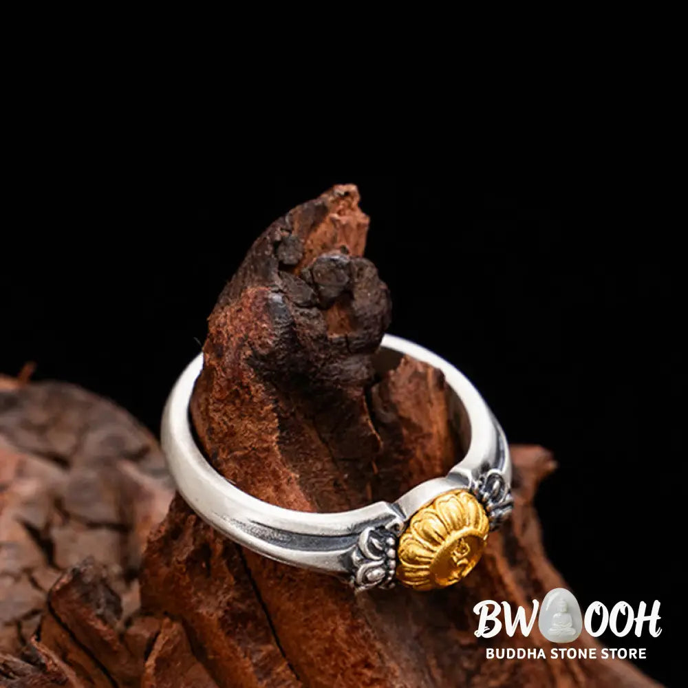 Buddha Stones 925 Sterling Silver Plated Gold Bodhisattva Tara Protection Adjustable Ring - Bodhisattva