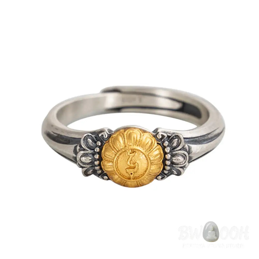 Buddha Stones 925 Sterling Silver Plated Gold Bodhisattva Tara Protection Adjustable Ring - Bodhisattva