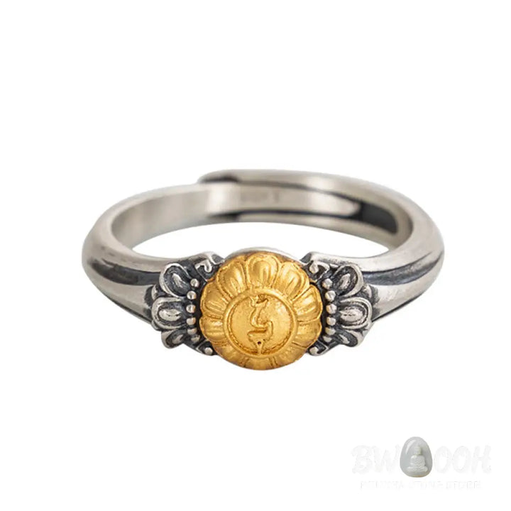 Buddha Stones 925 Sterling Silver Plated Gold Bodhisattva Tara Protection Adjustable Ring - Bodhisattva