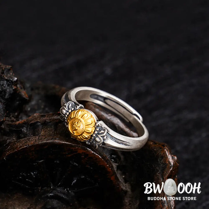 Buddha Stones 925 Sterling Silver Plated Gold Bodhisattva Tara Protection Adjustable Ring - Bodhisattva