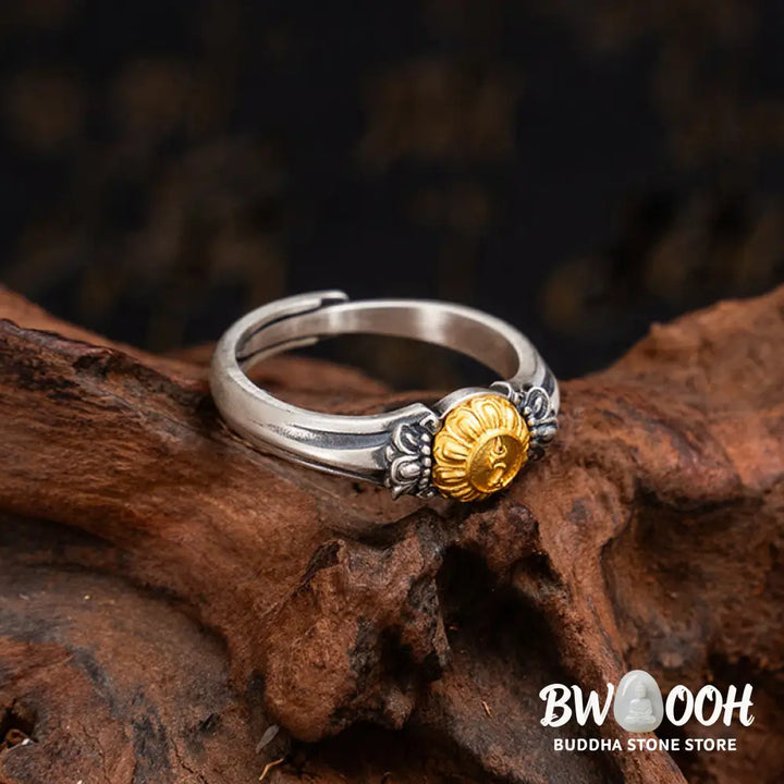 Buddha Stones 925 Sterling Silver Plated Gold Bodhisattva Tara Protection Adjustable Ring - Bodhisattva