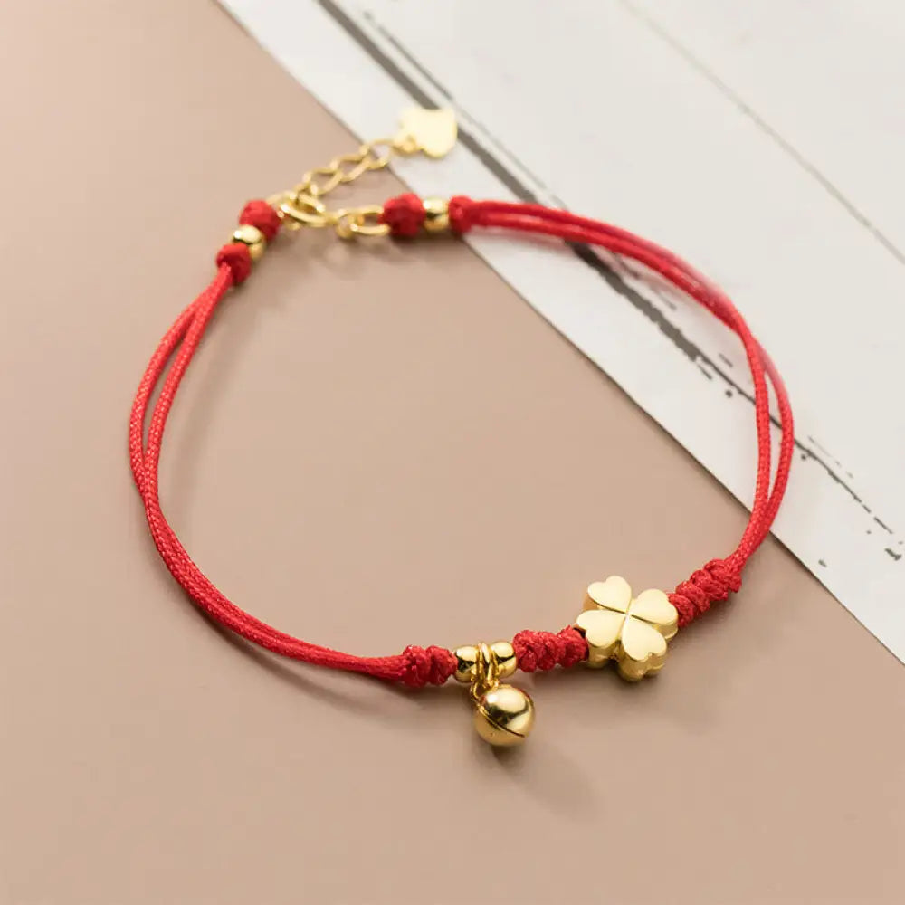 BWOOOH 925 Sterling Silver Plated Gold Four Leaf Clover R