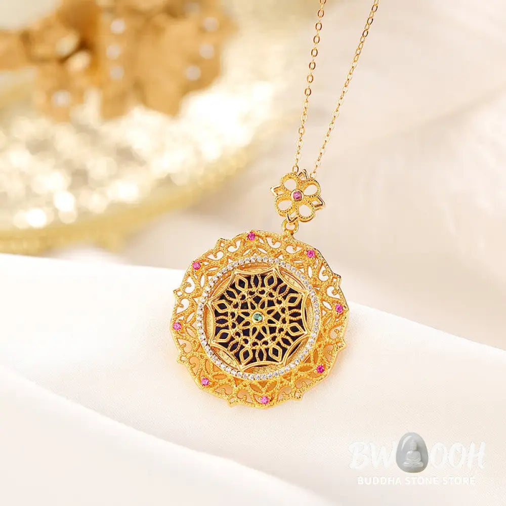 Buddha Stones 925 Sterling Silver Plated Gold Lazurite Positive Necklace Pendant - BWOOOH - 925 Sterling