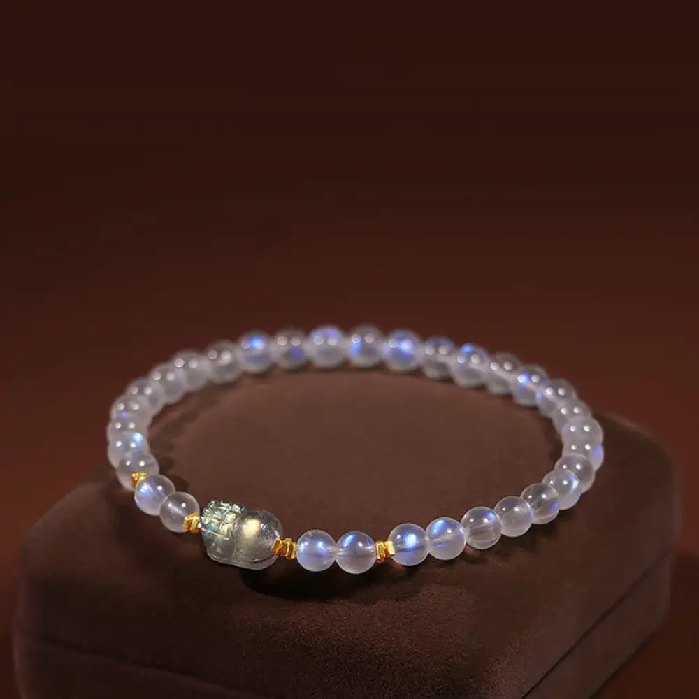 BWOOOH 925 Sterling Silver Plated Gold Natural Moonstone PiXiu Healing Bracelet - BWOOOH - Moonstone(Love♥Calm)