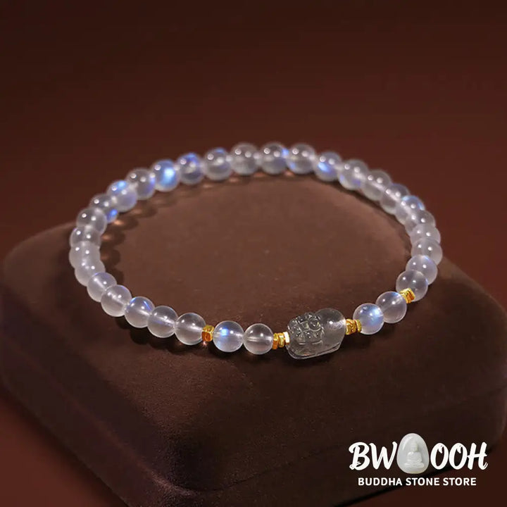 Buddha Stones 925 Sterling Silver Plated Gold Natural Moonstone PiXiu Healing Bracelet - BWOOOH - Moonstone(Love♥Calm)