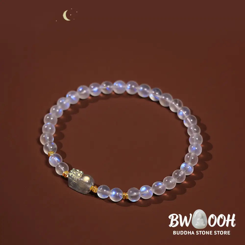 Buddha Stones 925 Sterling Silver Plated Gold Natural Moonstone PiXiu Healing Bracelet - BWOOOH - Moonstone(Love♥Calm)