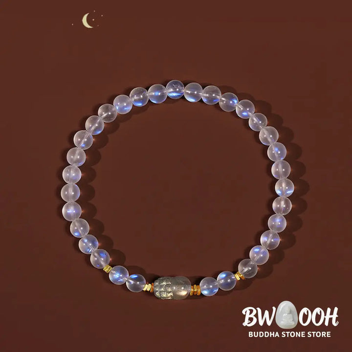 Buddha Stones 925 Sterling Silver Plated Gold Natural Moonstone PiXiu Healing Bracelet - BWOOOH - Moonstone(Love♥Calm)