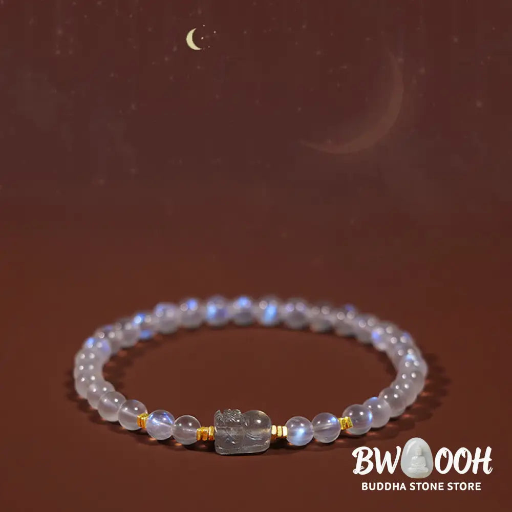 Buddha Stones 925 Sterling Silver Plated Gold Natural Moonstone PiXiu Healing Bracelet - BWOOOH - Moonstone(Love♥Calm)