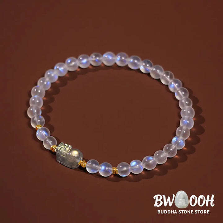 Buddha Stones 925 Sterling Silver Plated Gold Natural Moonstone PiXiu Healing Bracelet - BWOOOH - Moonstone(Love♥Calm)