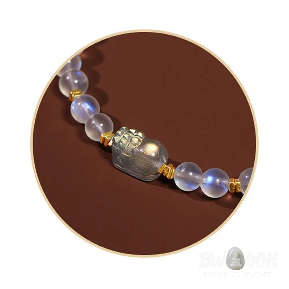 Buddha Stones 925 Sterling Silver Plated Gold Natural Moonstone PiXiu Healing Bracelet - BWOOOH - Moonstone(Love♥Calm)