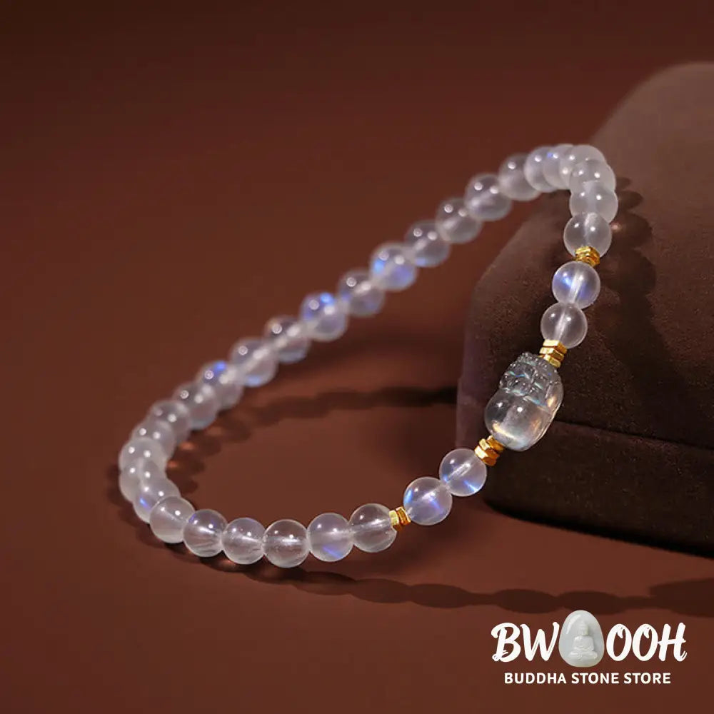 Buddha Stones 925 Sterling Silver Plated Gold Natural Moonstone PiXiu Healing Bracelet - BWOOOH - Moonstone(Love♥Calm)