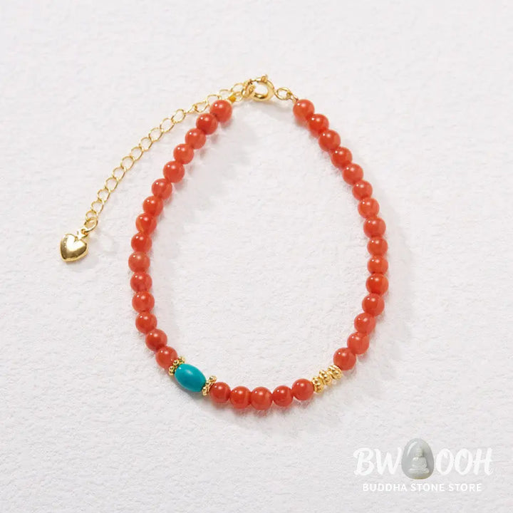 Buddha Stones 925 Sterling Silver Plated Gold Natural Red Agate Turquoise Confidence Bracelet Necklace Pendant Ring Set