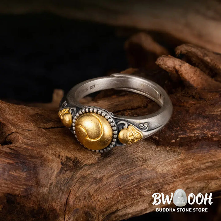 Buddha Stones 925 Sterling Silver Plated Gold Skeleton Balance Adjustable Ring - Skeleton(Circumference: 70mm) - Ring